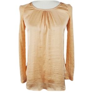 Love on a Hanger peach long sleeve crochet knit top XS NWOT
